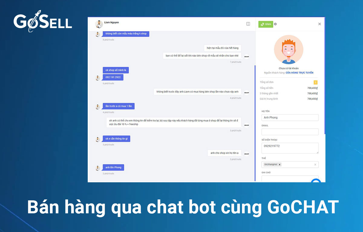 Chatbot cũng hỗ trợ doanh nghiệp bán hàng ngay trên kênh chat