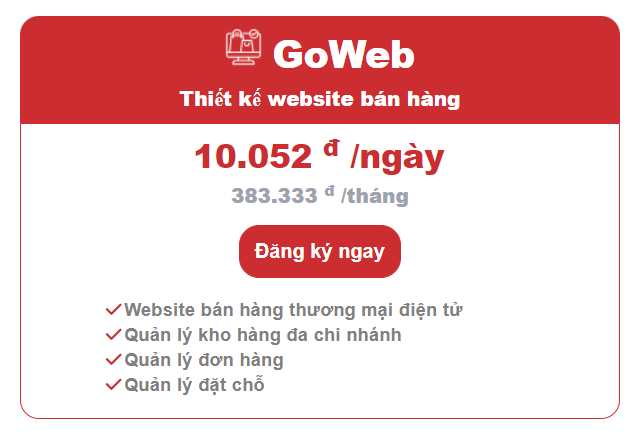 bảng giá thiết kế website bán hàng GoWEB
