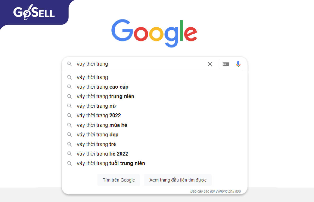 Dùng gợi ý của Google