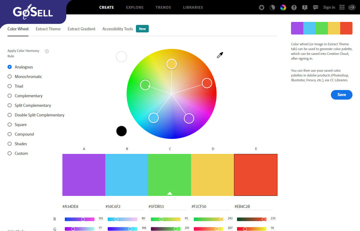 Công cụ chọn màu Adobe Color
